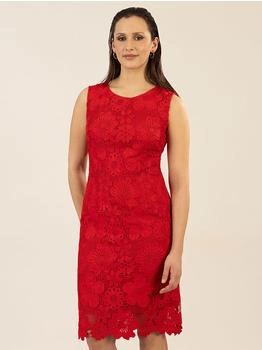 APART Spitzenkleid rundem Ausschnitt rot