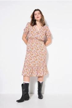 Studio Untold Midikleid A-Linie Minimal-Flowers Volant