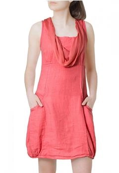 Caspar SKL002 Kleid Leinen Seidenkragen