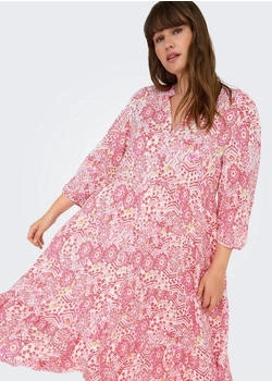Only Kleid 'CARMILANA' mandarine hellpink dunkelrot weiß