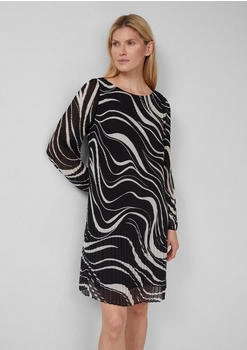 s.Oliver Plissiertes Chiffonkleid mit All-over-Print und Viskosefutter schwarz 2167247.99A3.