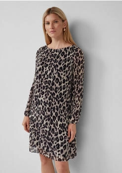 s.Oliver Plissiertes Chiffonkleid mit All-over-Print und Viskosefutter grau 2167247.93A1.