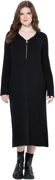 Ulla Popken Rippjersey-Midikleid schwarz
