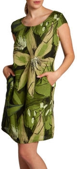 Caspar knielanges Leinenkleid Blüten Print grün