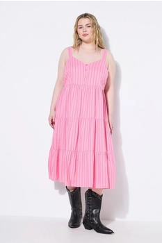 Studio Untold Midikleid A-Line Streifen Volants rosa