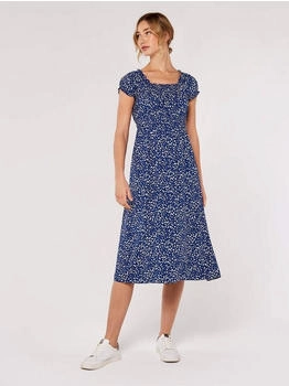 Apricot Kleid blau weiß