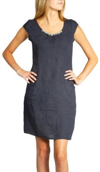 Caspar Knielanges Damen Leinenkleid SKL018 dunkelblau
