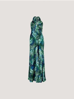 Apricot Maxikleid Tropical Satin Kleid navy
