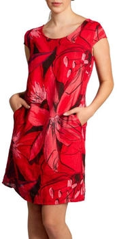Caspar knielanges Leinenkleid abstraktem Blüten Print rot SKL035