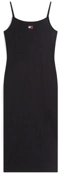 Tommy Hilfiger TJW STRAPPY BADGE RIB MIDI DRESS schwarz