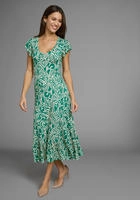 Laura Scott Jerseykleid mit Alloverdruck & leicht gerafften Fl&uuml;gel-&Auml;rmeln