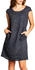 Caspar Damen Leinenkleid Paisley Print SKL022 dunkelblau
