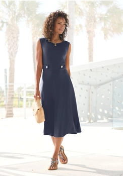 Lascana Midikleid Riegel und goldenen Knöpfen bügelfrei blau