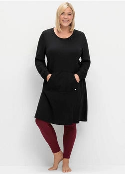 Sheego Jerseykleid Kängurutasche schwarz