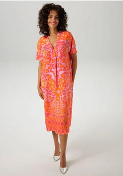 Aniston Sommerkleid grafischem Druck bunt rosa-rot-orange