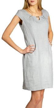 Caspar SKL020 knielanges Leinenkleid hell grau