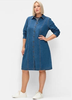 Sheego Jeanskleid Hemdkragen und Druckknopfleiste blau