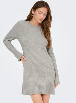 Only Minikleid ONLMICHELLA LS O-NECK DRESS KNT grau meliert