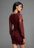 Laura Scott Strickkleid Spitzenärmeln rot braun