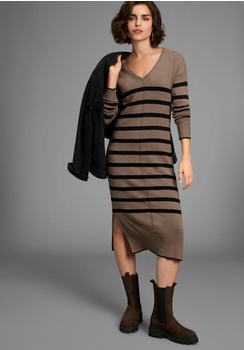 Laura Scott Strickkleid gestreift Midi-Länge