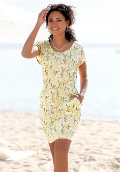 Beach Time by Otto Jerseykleid Blumenmuster taschen gelb-creme