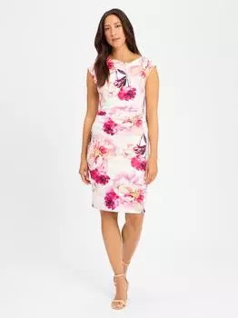 Swing Modelle Scuba-Tageskleid Drappierung rot lila