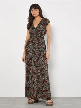 Apricot Kleid beige rostbraun schwarz