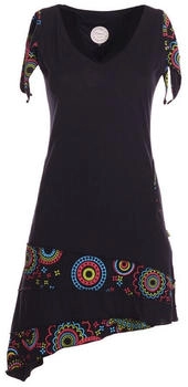 Vishes Asymmetrisches Kleid Baumwolle Patchwork-Design schwarz