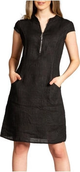 Caspar SKL040 knielanges Damenkleid aus Leinen schwarz