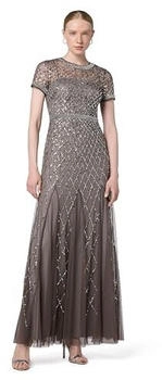 Adrianna Papell Kurzarmkleid Perlen und Netzstoff grau