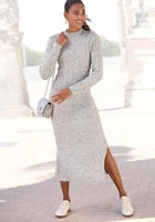LASCANA Strickkleid "mit Zopfmuster, seitlicher Schlitz, elegantes Pulloverkleid"