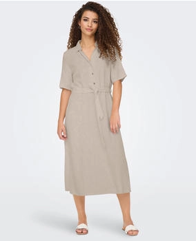 Jacqueline de Yong Shirtkleid klassisches Design Kragen Bindegürtel knielang JDYSAY braun