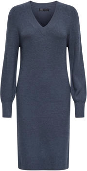 Only Strickkleid 'ONLKATIA LS V-NECK DRESS NCA KNT' ombre blau meliert