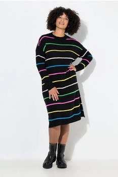 Angel of Style Jerseykleid Strickkleid Straight Fit Maxilänge Ringel Langarm