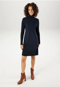 Aniston Strickkleid Zopfmuster blau marine