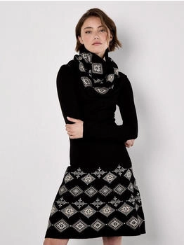 Apricot Strickkleid Minikleid Routenmuster Snood