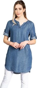 Caspar SKL039 leichte elegante Halbarm Sommer Longbluse Jeans Optik