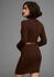 Laura Scott Strickkleid Zopfstrickmuster und Stehkragen braun