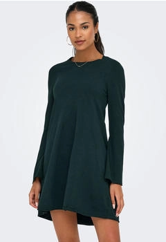 Only Midikleid 'ONLAMALIO LIFE LS ONECK DRESS KNT' grün