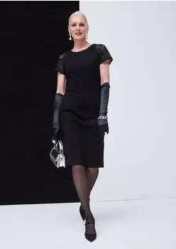 Madeleine Jersey-Kleid Spitze schwarz