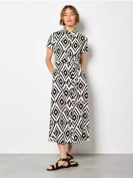 Apricot Hemdblusenkleid Druckkleid schwarz
