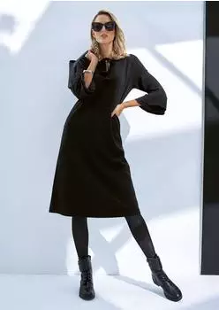 Madeleine Etui-Kleid Trompetenärmeln schwarz