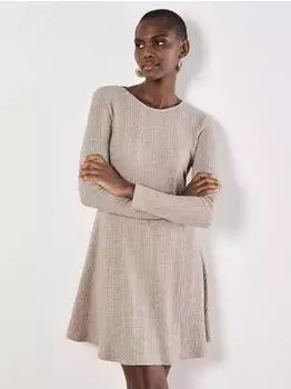 Apricot Minikleid Waffelmuster stone