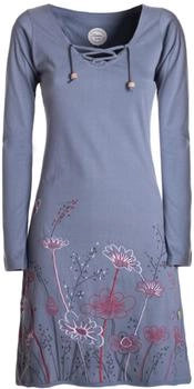 Vishes Langarm-Shirtkleid Blumen-Print grau