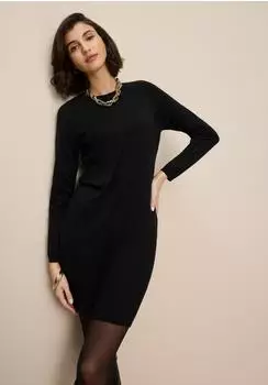 Tamaris Strickkleid l&auml;ssiges Mini-Kleid schwarz eco schwarz