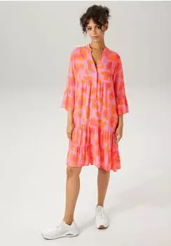 Aniston Tunikakleid Blüten-Print bunt pink orange fuchsia
