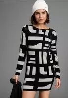 Boysens Strickkleid aus modischem Jacquardstrick mit Rundhalsausschnitt
