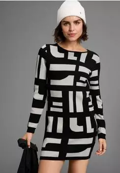 Boysen's Strickkleid grau schwarz