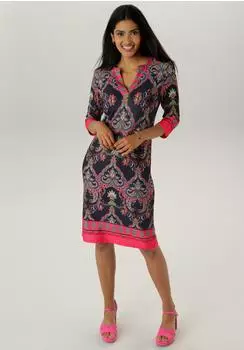 Aniston Jerseykleid Ornamenten- und Rankendruck allover