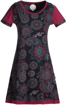 Vishes Mini Kurzarm Baumwolle Sommerkleid Mandalas schwarz